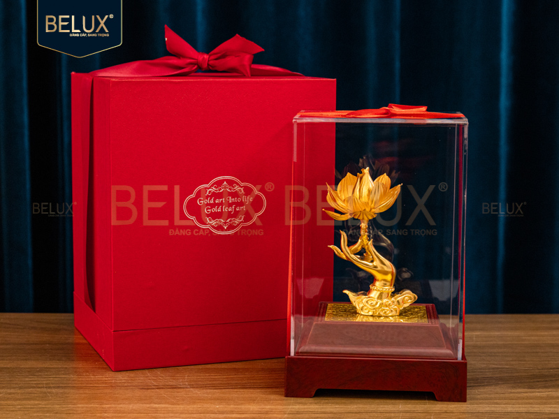 Phật Thủ Liên Hoa dát vàng 24k&nbsp;12x10x20cm